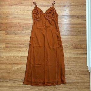 Abercrombie & Fitch Silk Rust Dress - Wedding Guest Dress - Small Petite